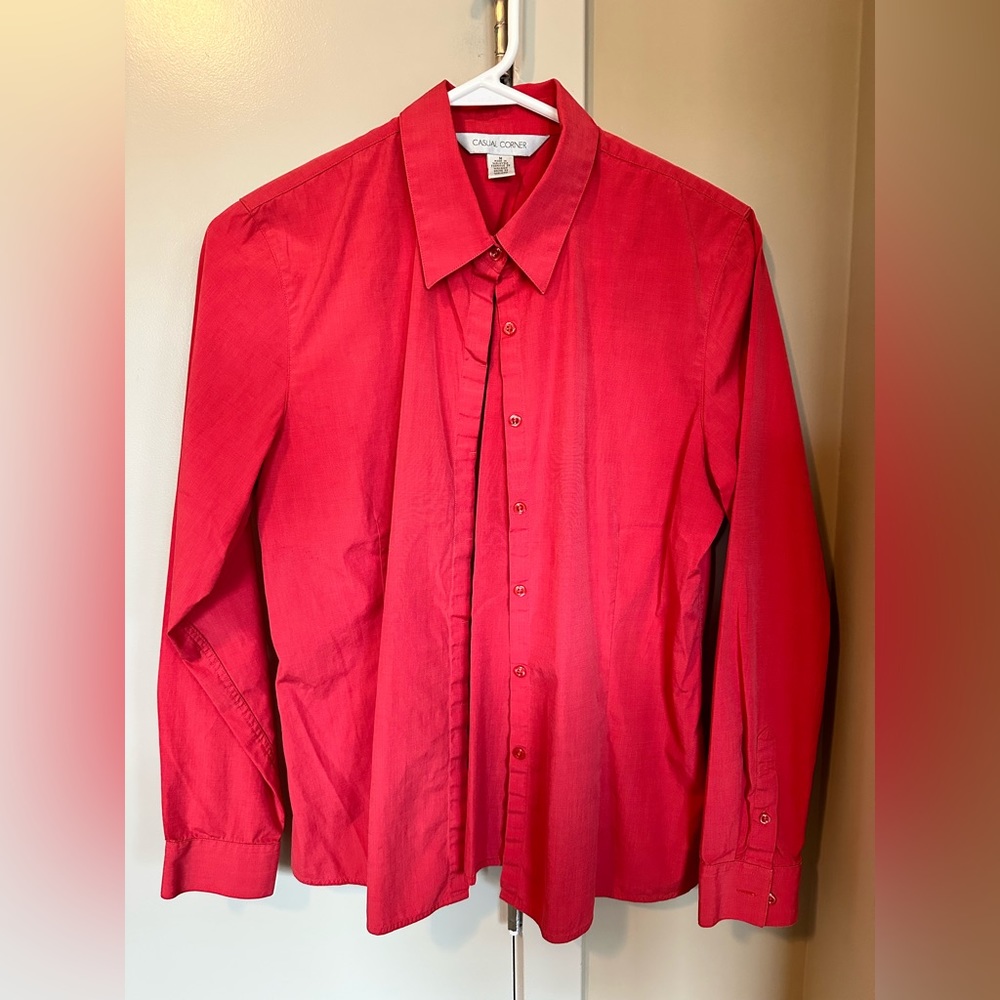 Casual Corner peach long sleeve button up size M